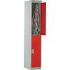 Compartment Locker, 2 Doors, Red, 1800 x 300 x 300mm thumbnail-0