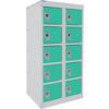 DUAL USB PHONE CHARGING LOCKER 5 TIERS 10 DOORS LAGOON BLUE thumbnail-0