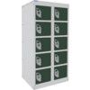 DUAL USB PHONE CHARGING LOCKER 5 TIERS 10 DOORS GUAVA GREEN thumbnail-0