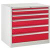 Euroslide Drawer Cabinet, 5 Drawers, Red, 825 x 600 x 650mm thumbnail-0