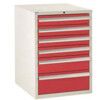 Euroslide Drawer Cabinet, 6 Drawers, Red, 900 x 650 x 825mm thumbnail-0