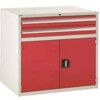 Euroslide 2 Drawer & Cupboard  2x100mm, 1x500mm 825x900x650 Red thumbnail-0