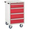 Euroslide Mobile Storage Cabinet, 4 Drawers, Red, 980 x 600 x 650mm thumbnail-0