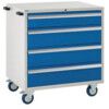 Euroslide Mobile Storage Cabinet, 4 Drawers, Blue, 980 x 900 x 650mm thumbnail-0