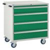 Euroslide Mobile Storage Cabinet, 4 Drawers, Green, 980 x 900 x 650mm thumbnail-0