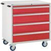 Euroslide Mobile Storage Cabinet, 4 Drawers, Red, 980 x 900 x 650mm thumbnail-0