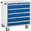 Euroslide Mobile Storage Cabinet, 5 Drawers, Blue, 980 x 900 x 650mm thumbnail-0