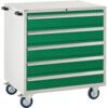 Euroslide Mobile Storage Cabinet, 5 Drawers, Green, 980 x 900 x 650mm thumbnail-0