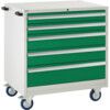 Euroslide Mobile Storage Cabinet, 5 Drawers, Green, 980 x 900 x 650mm thumbnail-0