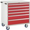 Euroslide Mobile Storage Cabinet, 6 Drawers, Red, 980 x 900 x 650mm thumbnail-0