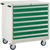 Euroslide Mobile Storage Cabinet, 7 Drawers, Green, 980 x 900 x 650mm thumbnail-0