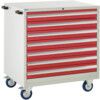 Euroslide Mobile Storage Cabinet, 7 Drawers, Red, 980 x 900 x 650mm thumbnail-0