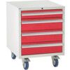 Euroslide Drawer Cabinet, 4 Drawers, Red, 780 x 600 x 650mm thumbnail-0