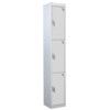 STANDARD LOCKER 1800X300X300mm 3 COMPARTMENT LIGHT GREY DOORS thumbnail-0