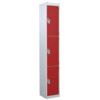 STANDARD LOCKER 1800X300X300mm 3 COMPARTMENT RED DOORS thumbnail-0