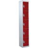 STANDARD LOCKER 1800X300X300mm 5 COMPARTMENT RED DOORS thumbnail-0