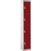 STANDARD LOCKER 1800X300X450mm 4 COMPARTMENT RED DOORS thumbnail-0