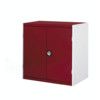 CUBIO SMLF-1058-2 CUPBOARD WITH LOUVRE DOORS-LIGHT GREY/RED thumbnail-0