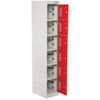 Charging Locker, 6 Compartments, Light Grey with Red Doors, 1800 x 300 x 450mm thumbnail-0