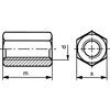 M10x40 Steel Hex Connection Nut, Bright Zinc Plated thumbnail-0