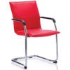 Echo Leather Cantilever Chair With Arms Red thumbnail-0