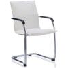 Echo Leather Cantilever Chair With Arms White thumbnail-0