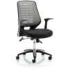 Relay Leather Seat Operator Chair With Arms Silver Back thumbnail-0