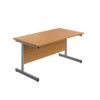 Single Upright Rectangular Desk, Oak/Silver, 1600 x 800mm thumbnail-0