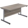 Single Upright Rectangular Desk, Grey Oak/Silver, 1200 x 800mm thumbnail-0