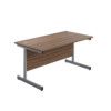 Single Upright Rectangular Desk, Walnut/Silver, 1400 x 800mm thumbnail-0