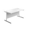 Single Upright Rectangular Desk, White, 1600 x 800mm thumbnail-0