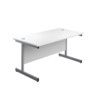 Single Upright Rectangular Desk, White/Silver, 1800 x 800mm thumbnail-0