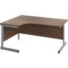 Single Upright Crescent Desk, Left Hand, Walnut/Silver, H1600 x W1200mm thumbnail-0