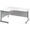 Single Upright Crescent Desk, Left Hand, Grey Oak/White, H1600 x W1200mm thumbnail-0