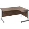 Single Upright Crescent Desk, Right Hand, Walnut/Silver, H1600 x W1200mm thumbnail-0