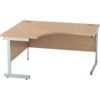 1400mm Crescent Left Hand Cantilever Desk Silver/Beech thumbnail-0