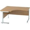 1400mm Crescent Left Hand Cantilever Desk Silver/Light Oak thumbnail-0