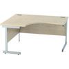 1400mm Crescent Left Hand Cantilever Desk Silver/Maple thumbnail-0