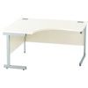 1400mm Crescent Left Hand Cantilever Desk Silver/White thumbnail-0