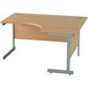 1400mm Crescent Right Hand Cantilever Desk Grey/Light Oak thumbnail-0