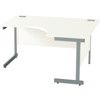 1400mm Crescent Right Hand Cantilever Desk Grey/White thumbnail-0