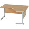 1400mm Crescent Right Hand Cantilever Desk Silver/Light Oak thumbnail-0