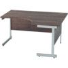 1400mm Crescent Right Hand Cantilever Desk Silver/Walnut thumbnail-0