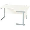 1400mm Crescent Right Hand Cantilever Desk Silver/White thumbnail-0