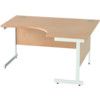 1400mm Crescent Right Hand Cantilever Desk White/Beech thumbnail-0