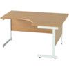 1400mm Crescent Right Hand Cantilever Desk White/Light Oak thumbnail-0