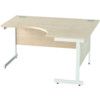 1400mm Crescent Right Hand Cantilever Desk White/Maple thumbnail-0