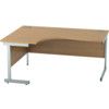 1600mm Crescent Left Hand Cantilever Desk Silver/Light Oak thumbnail-0