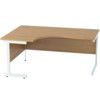 1600mm Crescent Left Hand Cantilever Desk White/Light Oak thumbnail-0