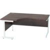 1600mm Crescent Left Hand Cantilever Desk White/Walnut thumbnail-0